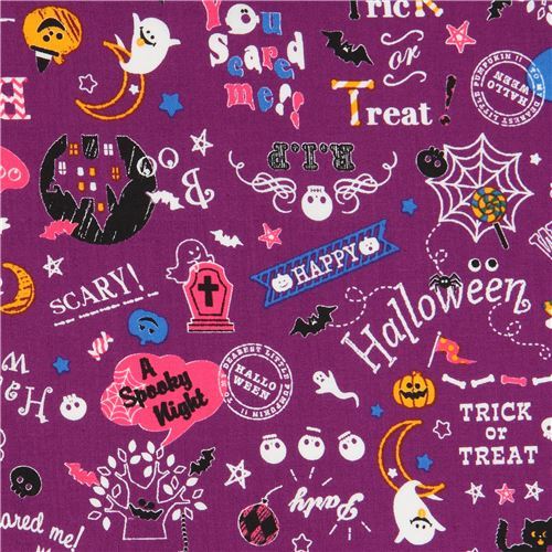purple Cosmo Halloween fabric with ghosts