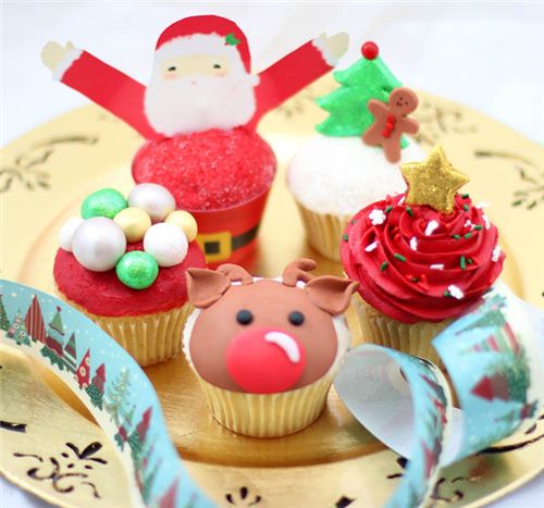 A colourful Christmas plate with adorable muffins