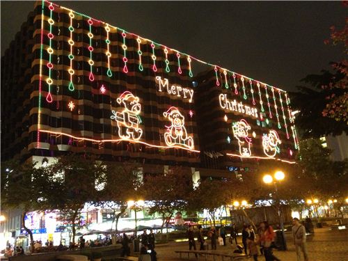 A cute light installation with Christmas bears