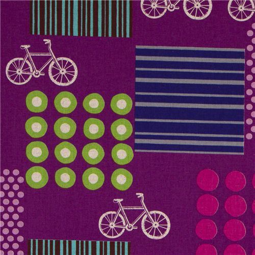 echino canvas designer fabric bicycle purple from Japan
