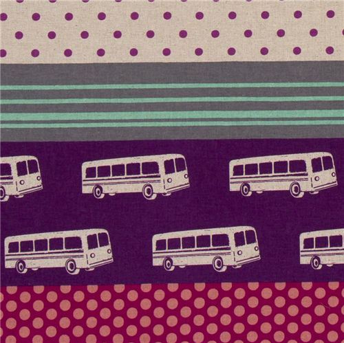 echino canvas designer fabric bus purple from Japan