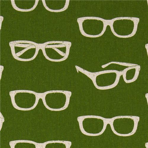 echino canvas designer fabric glasses green from Japan