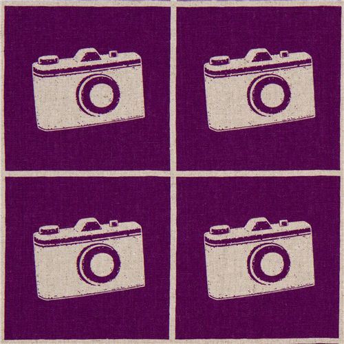 echino canvas designer fabric camera purple from Japan