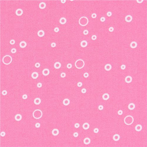 pink Michael Miller fabric white circles Tiny Bubbles
