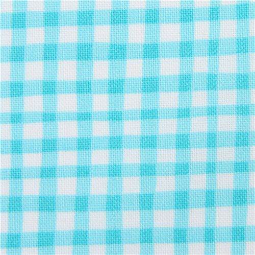 turquoise white Michael Miller fabric checkered pattern Gingham Play
