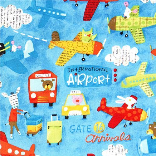 Airport airplane canvas designer fabric by Nancy Wolff