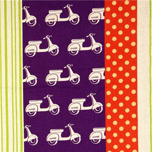 echino canvas designer fabric scooter Vespa purple