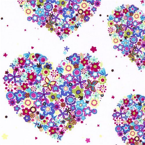 Michael Miller flower fabric colourful heart florets