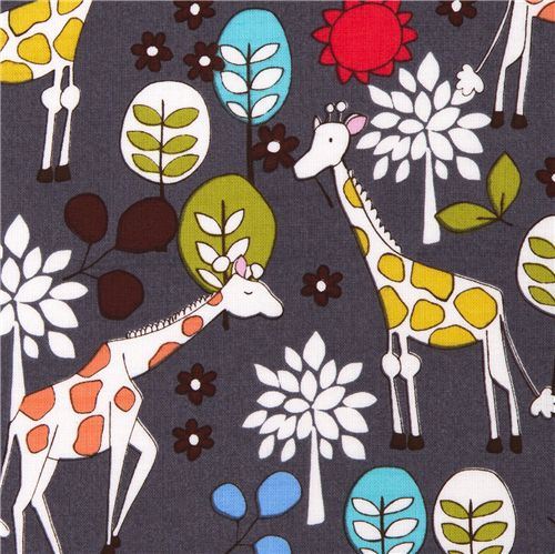 grey Michael Miller fabric Giraffe Garden