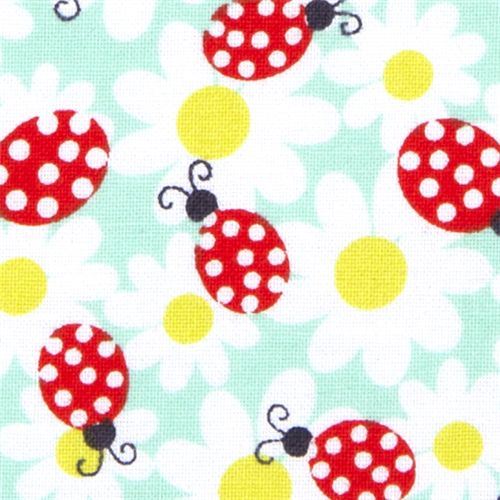 turquoise Michael Miller fabric daisy lady birds