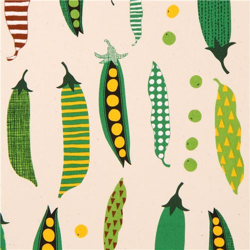 natural color cotton printed oxford fabric pea vegetable from Japan