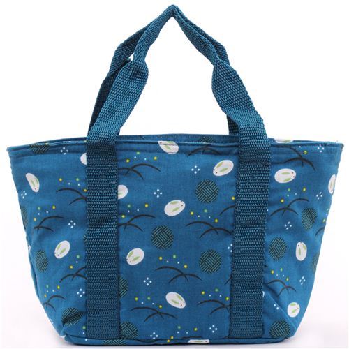 blue Kyoto bunny bento thermal bag lunch bag with lunch cloth from Japan