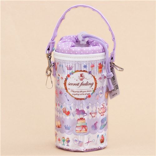 light purple colorful cake crown tea pot thermo bottle bag