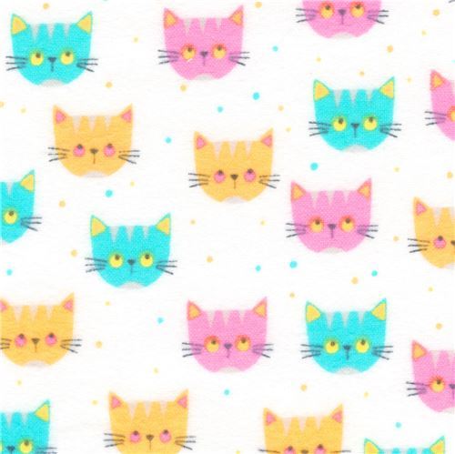 white flannel fabric with cats by Robert Kaufman