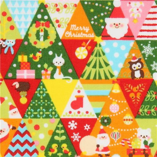 Cosmo colorful Christmas triangle fabric with trees