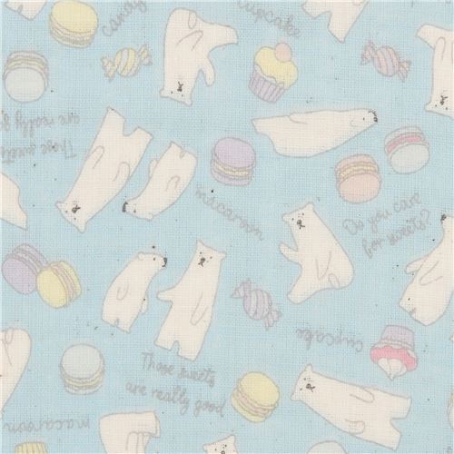 polar bear double gauze fabric by Kokka from Japan