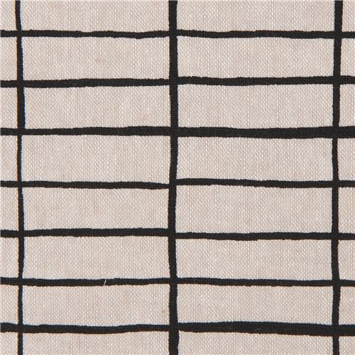linen and cotton natural color rectangle pattern fabric by Robert Kaufman