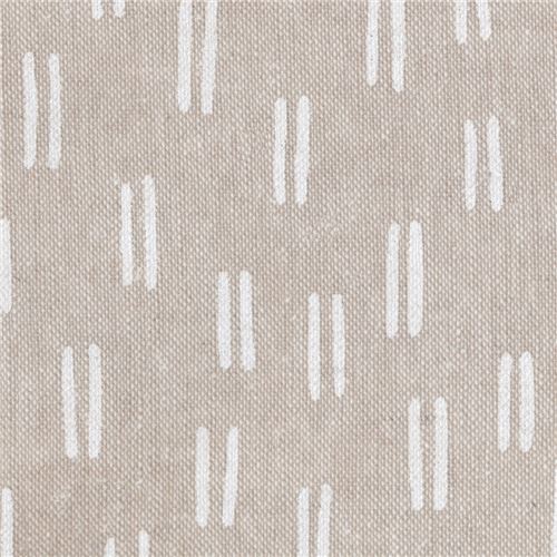 natural color Robert Kaufman linen and cotton fabric with white dashes