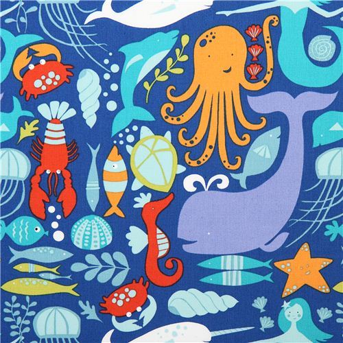 blue monaluna sea animal organic fabric sea life