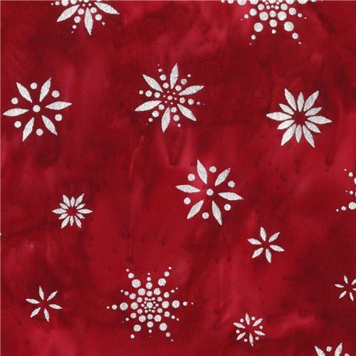 Batik snowflake fabric by Robert Kaufman in red