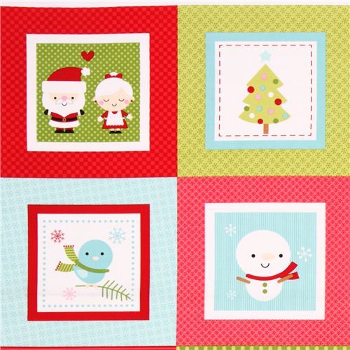 red-green Riley Blake Santa Claus panel Xmas fabric 'Santa Express'