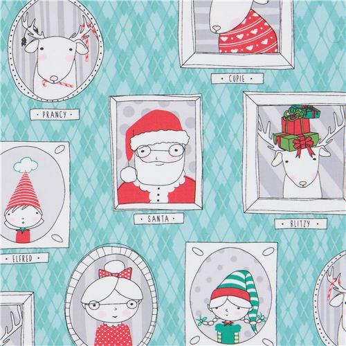 turquoise fabric santa reindeer picture frame Christmas Ink & Arrow