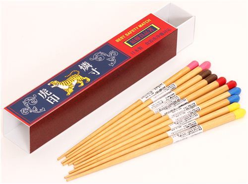 matches wooden chopstick set 5pcs tiger from Japan