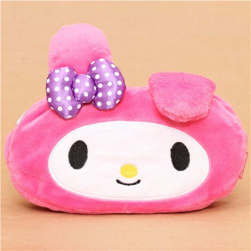 pink My Melody bunny reversible plush pencil case