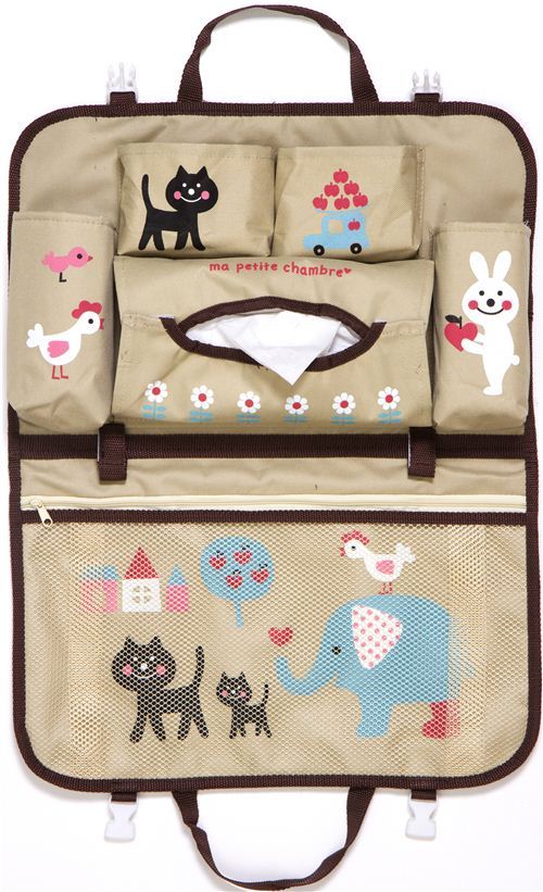 brown car bag with animals cat elephant Japan