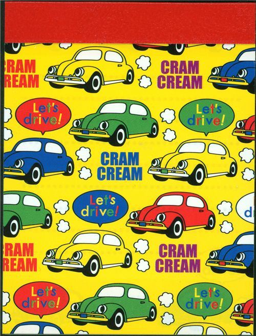 colourful cars mini Memo Pad Cram Cream