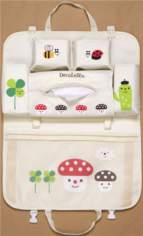 cute beige car bag with toadstools from Japan