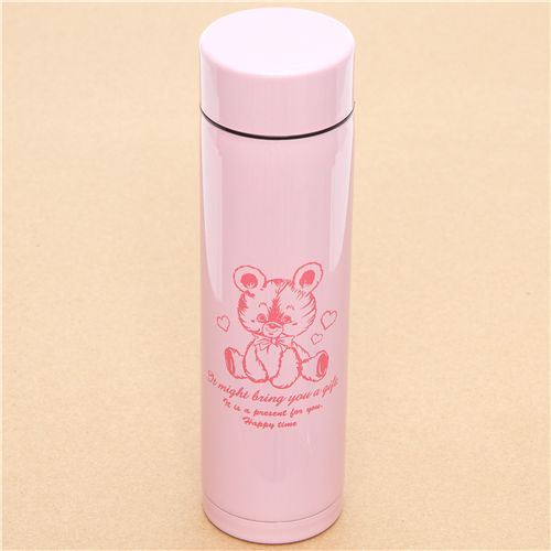 cute pink teddy bear Thermo bottle from Japan