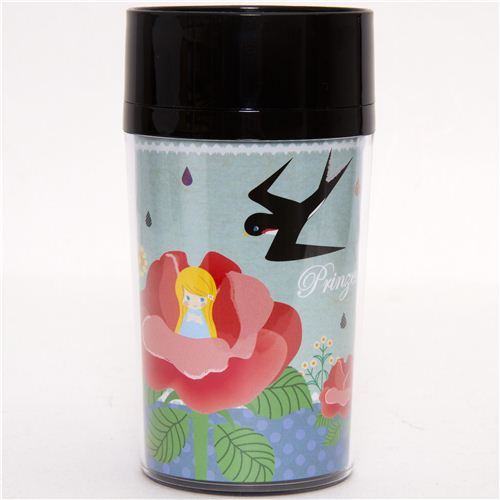 turquoise coffee tumbler with Tom Thumb