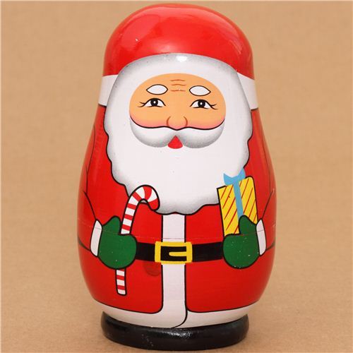 Santa Claus matryoshka stackable wooden figure nesting doll 