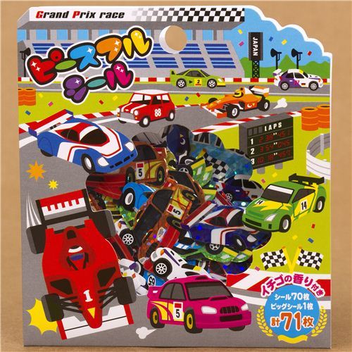 cool racing cars glitter sticker sack from Japan