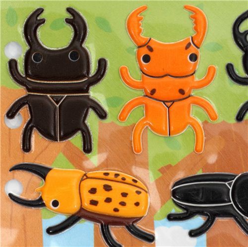 funny 3D sponge sticker set bug stag beetle