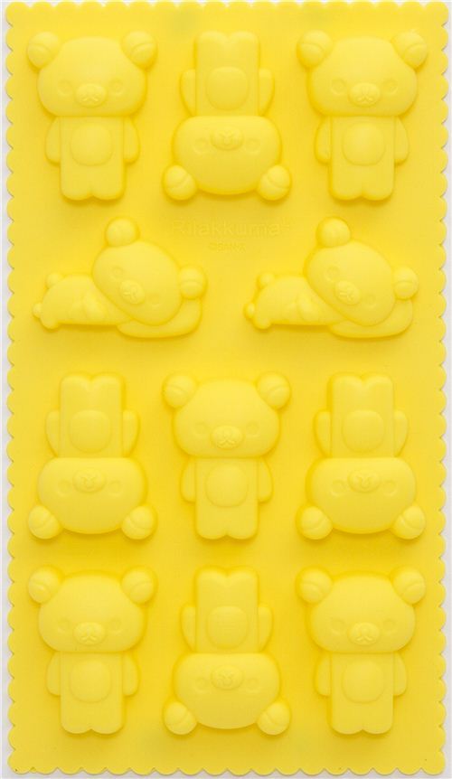 yellow Rilakkuma bear silicone ice tray mold