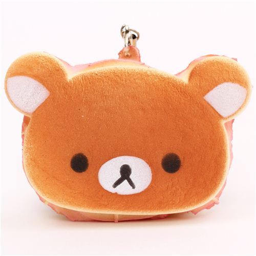 Rilakkuma bear sandwich bread pink squishy cellphone charm