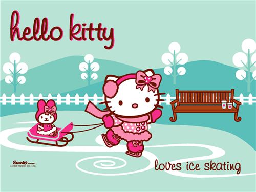 Ice-Skating Hello Kitty wallpaper spotted on kawaiiwallpapers.com