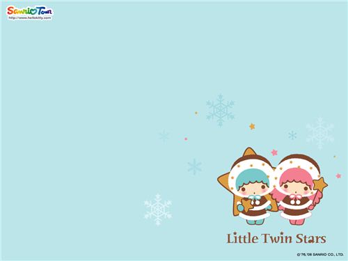 Little Twin Stars winter wallpaper found on kawaiiwallpapers.com