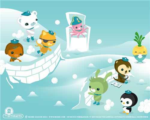 Fun Meomi snowball fight wallpaper