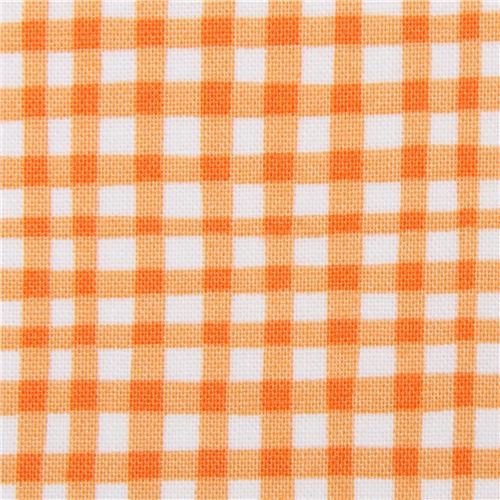 orange white Michael Miller fabric checkered pattern Gingham Play
