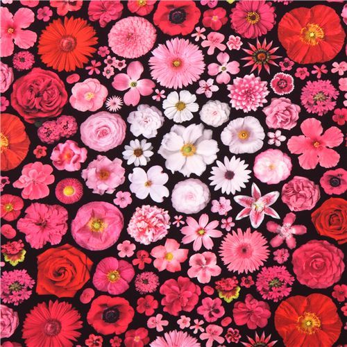 Bloominescent pink flowers Poplin fabric Robert Kaufman