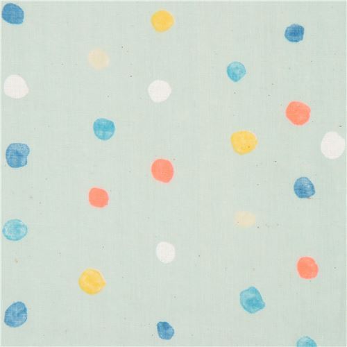 colorful polka dot Kokka mint green double gauze nani iro fabric
