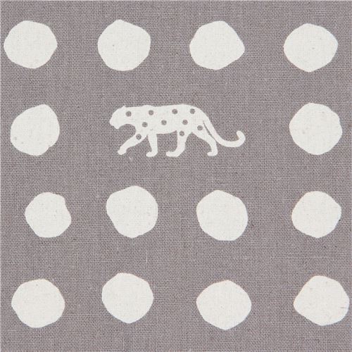 grey canvas fabric by echino with polka dot