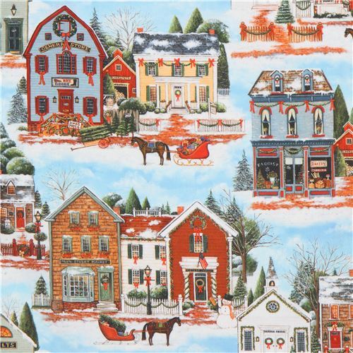 Robert Kaufman Christmas village fabric