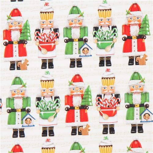 light cream Robert Kaufman santa figure fabric Jolly Christmas 6 Digital Print