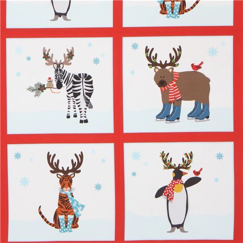 Christmas animal panel fabric by Robert Kaufman
