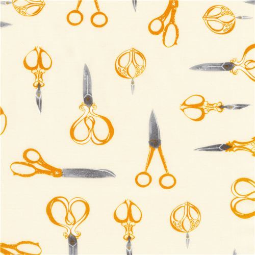 Robert Kaufman cream scissor fabric