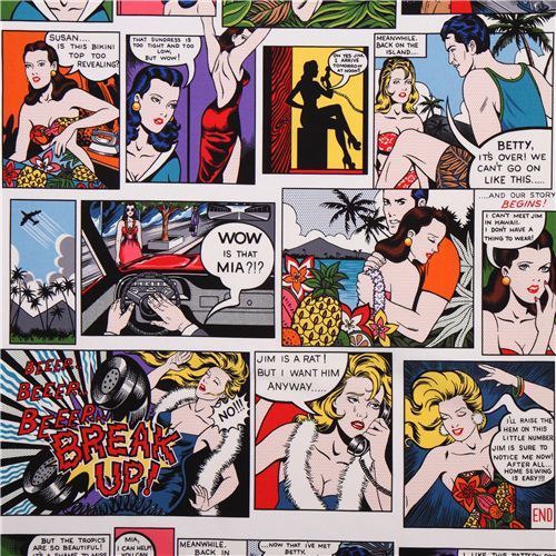 Hawaii retro 50s sewing fabric by Alexander Henry USA